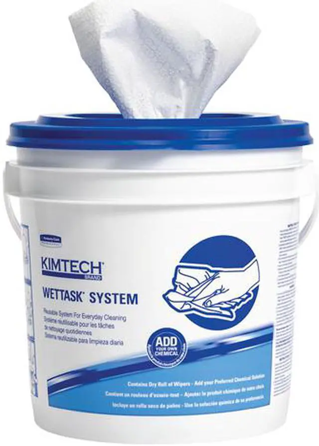 Main image of Kimtech WetTask System Prep Wipers for Bleach, Disinfectants and Sanitizers (06471), Hygienic Enclosed System Refills, 6 Rolls / Case, 90 Sheets / Roll