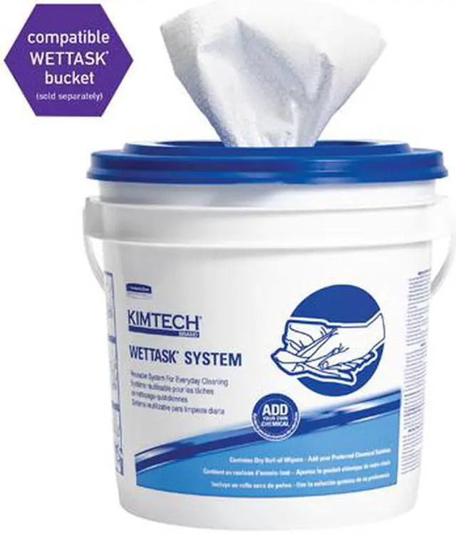 Alt view image 4 of 7 - Kimtech WetTask System Prep Wipers for Bleach, Disinfectants and Sanitizers (06471), Hygienic Enclosed System Refills, 6 Rolls / Case, 90 Sheets / Roll