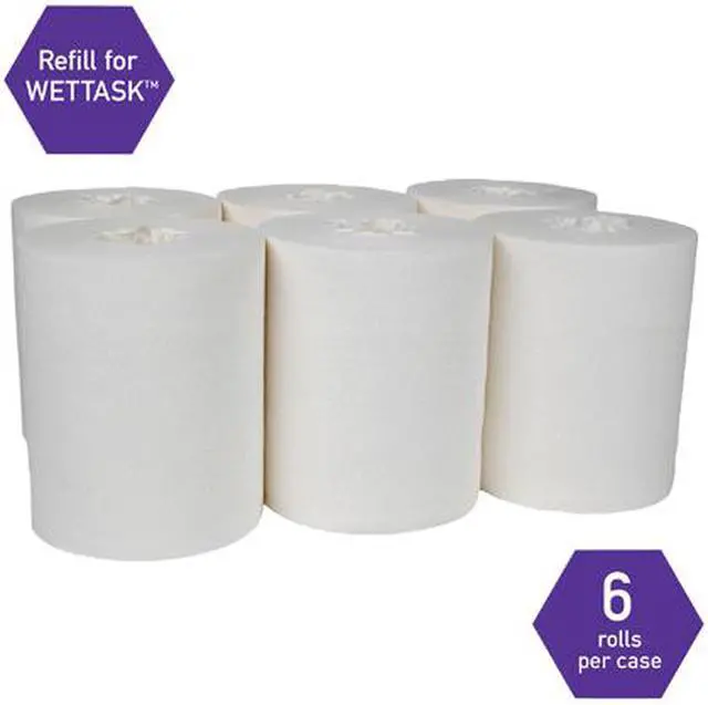 Alt view image 6 of 7 - Kimtech WetTask System Prep Wipers for Bleach, Disinfectants and Sanitizers (06471), Hygienic Enclosed System Refills, 6 Rolls / Case, 90 Sheets / Roll