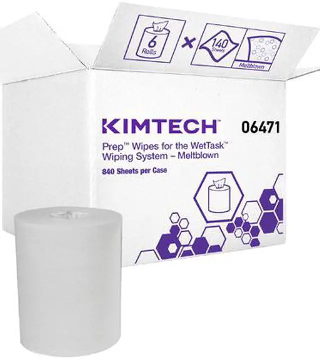 Alt view image 7 of 7 - Kimtech WetTask System Prep Wipers for Bleach, Disinfectants and Sanitizers (06471), Hygienic Enclosed System Refills, 6 Rolls / Case, 90 Sheets / Roll