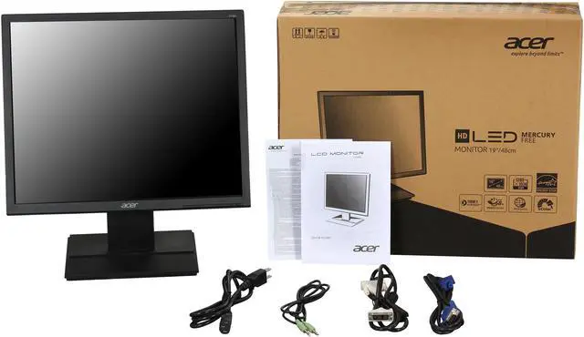 Alt view image 8 of 8 - Acer V196Lbmd Black 19" 5ms LED Backlight Monitors TN Panel 250 cd/m2 ACM 100,000,000:1 (1000:1)  Built-in Speakers