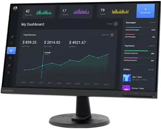 Alt view image 3 of 8 - Lenovo D24-40 23.8-inch VA FHD 75Hz Monitor