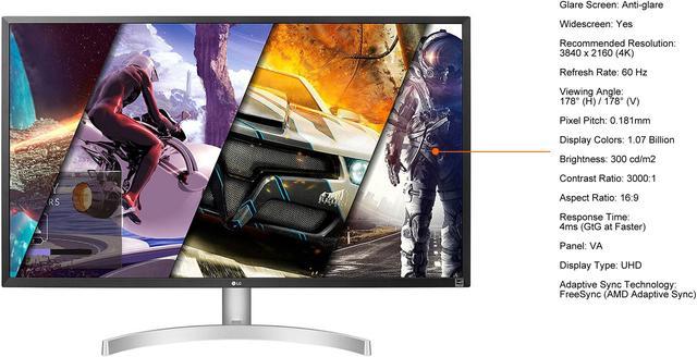 LG UltraFine - Monitor de computadora de 32 pulgadas 32UL500-W, VA con  compatibilidad HDR 10 y AMD FreeSync, color blanco