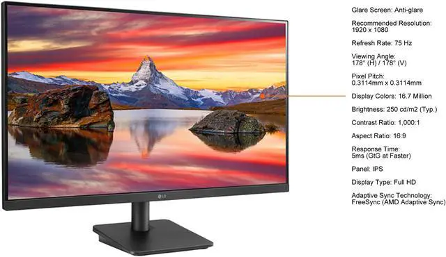 Alt view image 5 of 10 - LG 27" 3-Side Borderless Monitor 27MP400-B 1920 x 1080 Full HD IPS 75Hz HDMI D-Sub FreeSync VESA Tilt Adjust