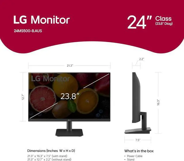 Alt view image 6 of 9 - LG 24" 100 Hz IPS FHD(1920x1080) Monitor - LCD Flat Panel 100Hz 5ms (GtG at Faster) NTSC 72% (CIE1931) 24MS500-B