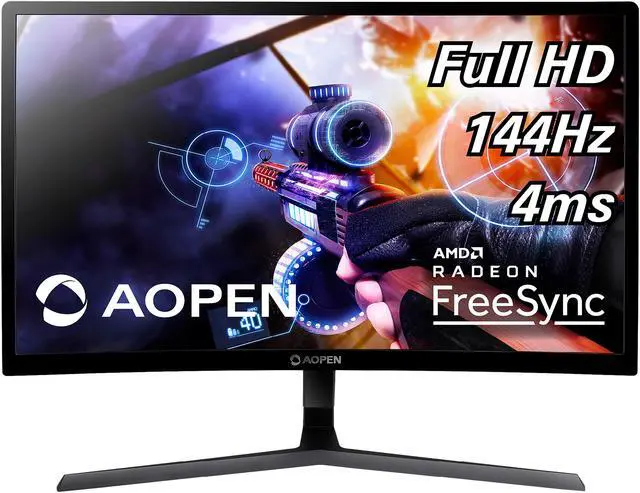 Alt view image 2 of 8 - Aopen 24HC1QR Pbidpx 24" (23.6" Viewable) 144hz Full HD 1920 x 1080 Curved 1800R FreeSync Gaming Monitor with DVI, HDMI and DisplayPort