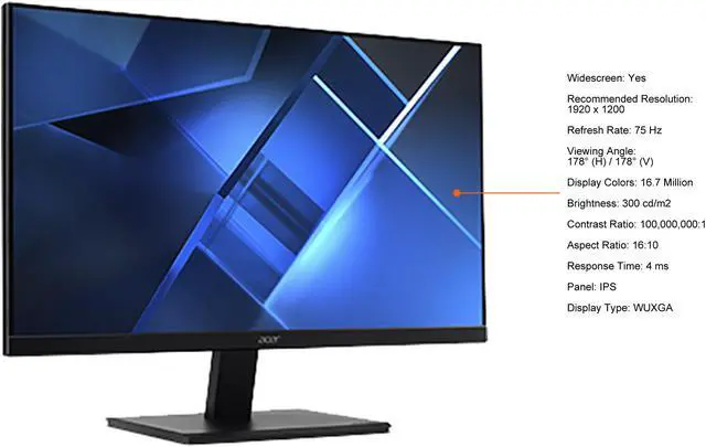 Alt view image 5 of 9 - Acer V247W BIP 24" WUXGA 1920 x 1200 75Hz 4ms LED LCD Monitor UM.FV7AA.001