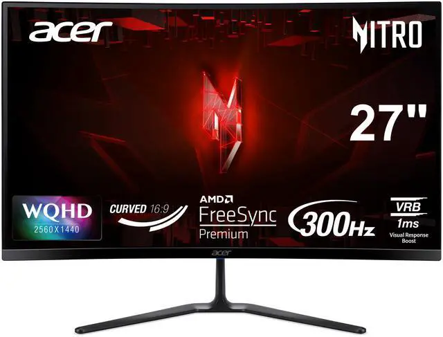 Acer Nitro 27" WQHD 2K 1440P 300hz with AMD FreeSync Premium Technology 1ms HDR10, sRGB 99% curved Gaming Computer Monitor ED270U Fbmiipx