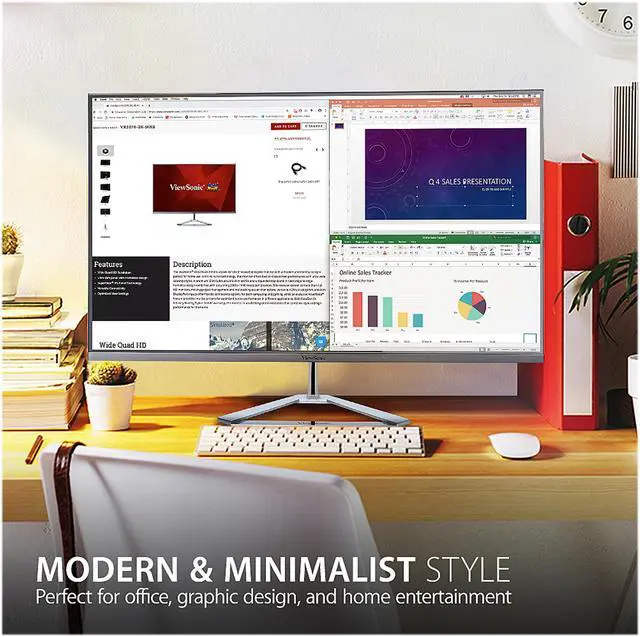 Alt view image 2 of 20 - ViewSonic VX3276-2K-MHD 32 Inch Widescreen IPS 1440p Monitor with Ultra-Thin Bezels, HDMI DisplayPort and Mini DisplayPort