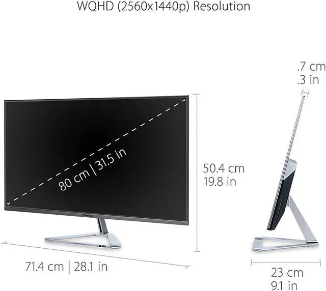 Alt view image 4 of 20 - ViewSonic VX3276-2K-MHD 32 Inch Widescreen IPS 1440p Monitor with Ultra-Thin Bezels, HDMI DisplayPort and Mini DisplayPort