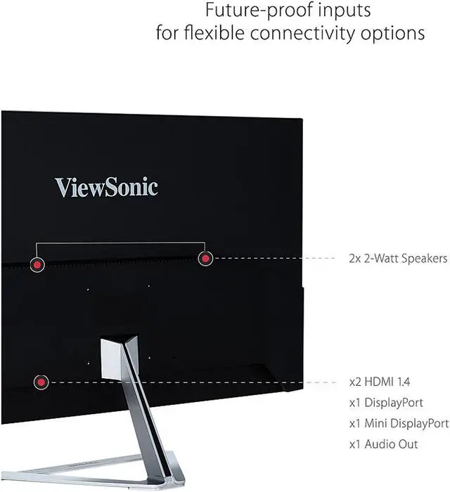 Alt view image 5 of 20 - ViewSonic VX3276-2K-MHD 32 Inch Widescreen IPS 1440p Monitor with Ultra-Thin Bezels, HDMI DisplayPort and Mini DisplayPort