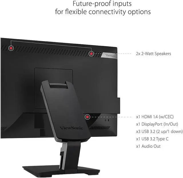 Alt view image 6 of 15 - ViewSonic TD2455 24 Inch 1080p IPS 10-Point Multi Touch Screen Monitor with Advanced Dual-Hinge Ergonomics USB C HDMI and DisplayPort Out