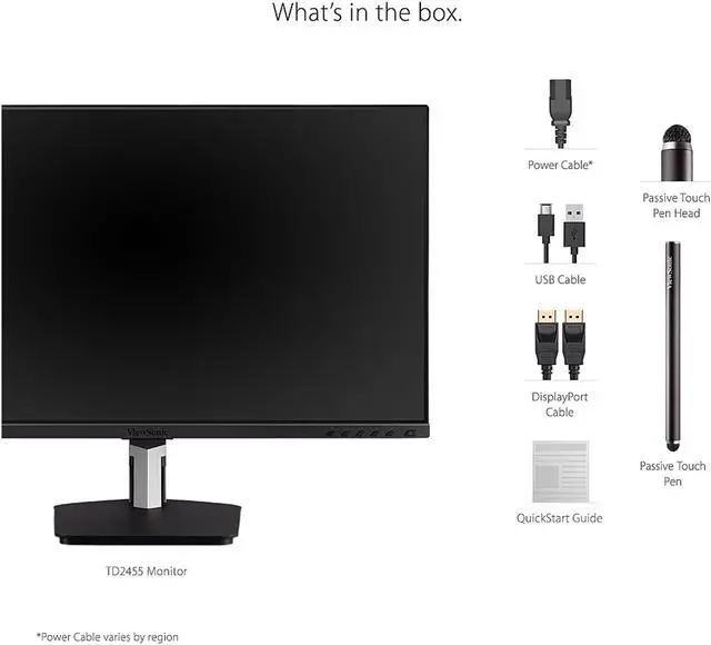 Alt view image 7 of 15 - ViewSonic TD2455 24 Inch 1080p IPS 10-Point Multi Touch Screen Monitor with Advanced Dual-Hinge Ergonomics USB C HDMI and DisplayPort Out