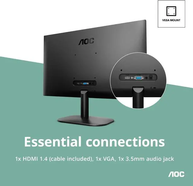 Alt view image 6 of 13 - AOC 23.8" 75 Hz IPS FHD IPS Monitor 7 ms 1920 x 1080 D-Sub, HDMI, Headphone (24B2XH)