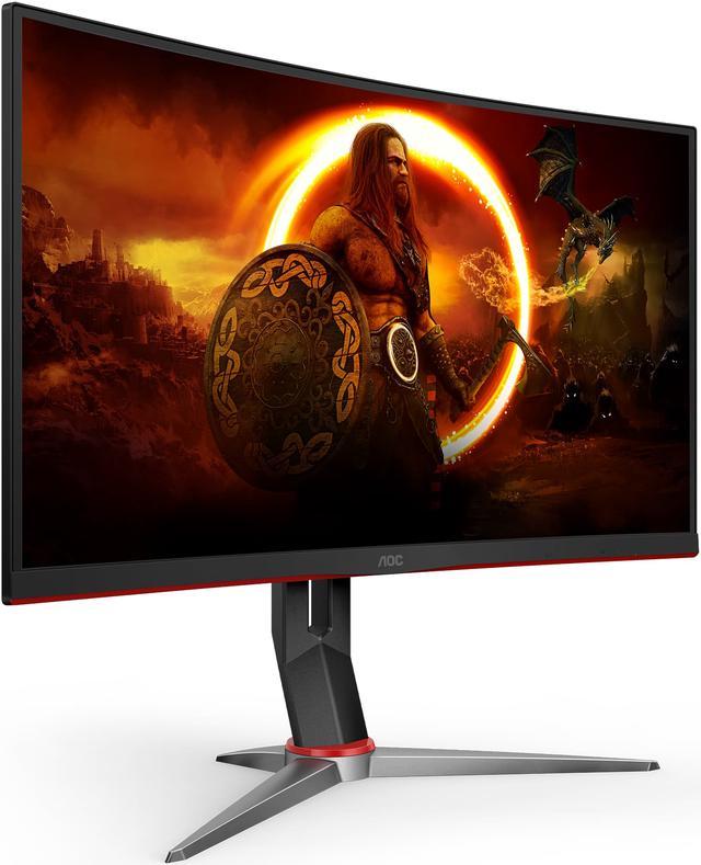 AOC C27G2Z 27 inch Curved Frameless Ultra-Fast Gaming Monitor, FHD 1080p,  0.5ms 240Hz, FreeSync, HDMI/DP/VGA, Height Adjustable, 3-Year Zero Dead  Pixel Guarantee, Black, 27 inch FHD Curved 