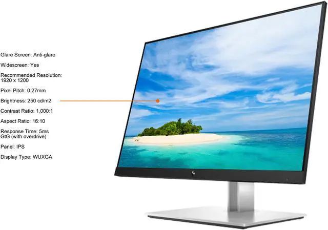 Alt view image 5 of 7 - HP 24" IPS WUXGA Monitor 5ms GtG (with overdrive) D-Sub, HDMI, DisplayPort, USB Flat Panel E24i G4