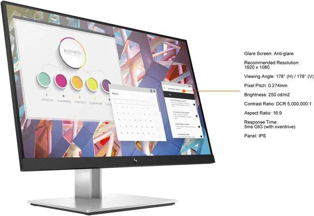 Alt view image 4 of 7 - HP 24" (23.8" Viewable) IPS Full HD Monitors - LCD Flat Panel 5ms GtG (with overdrive) Flat Panel E24 G4