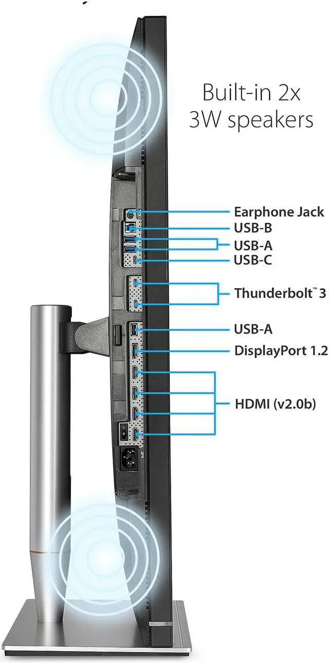Alt view image 3 of 6 - ASUS ProArt PA32UC 32" Ultra HD 3840 x 2160 4K Resolution 2x Thunderbolt 3 DisplayPort 4x HDMI HDR-10 Asus Eye Care Technology Flicker-Free Low Blue Light Built-in Speakers LED Backlit ProArt Monitor