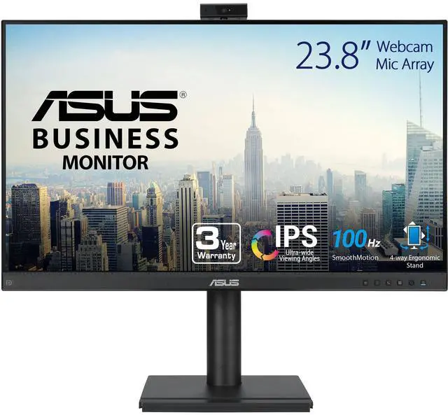 Main image of Asus BE249QFK 24" Class Webcam Full HD LED Monitor - 16:9 - 23.8" Viewable - In-plane Switching (IPS) Technology - LED Backlight - 1920 x 1080 - 16.7 Million Colors - 250 Nit - 5 ms - 100 Hz