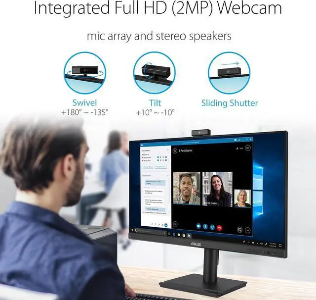 Alt view image 11 of 16 - Asus BE249QFK 24" Class Webcam Full HD LED Monitor - 16:9 - 23.8" Viewable - In-plane Switching (IPS) Technology - LED Backlight - 1920 x 1080 - 16.7 Million Colors - 250 Nit - 5 ms - 100 Hz