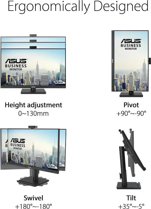 Alt view image 12 of 16 - Asus BE249QFK 24" Class Webcam Full HD LED Monitor - 16:9 - 23.8" Viewable - In-plane Switching (IPS) Technology - LED Backlight - 1920 x 1080 - 16.7 Million Colors - 250 Nit - 5 ms - 100 Hz
