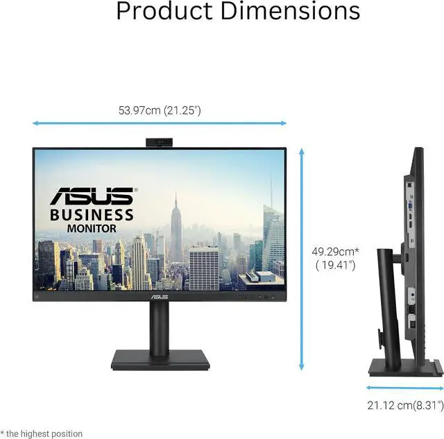 Alt view image 15 of 16 - Asus BE249QFK 24" Class Webcam Full HD LED Monitor - 16:9 - 23.8" Viewable - In-plane Switching (IPS) Technology - LED Backlight - 1920 x 1080 - 16.7 Million Colors - 250 Nit - 5 ms - 100 Hz