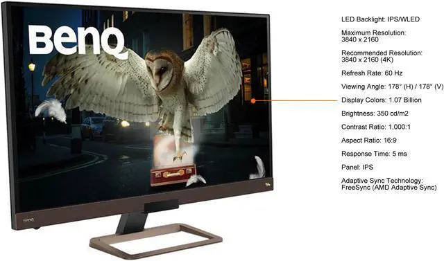 Alt view image 7 of 9 - BenQ Entertainment EW3280U 32" 4K Ultra HD 3840 x 2160 5ms 2 x HDMI, DisplayPort, USB Type-C Built-in Speakers Flicker-Free Low Blue Light FreeSync WLED IPS Gaming Monitor