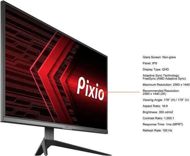 Alt view image 7 of 8 - Pixio PX277 Prime 27 inch 165Hz IPS 1ms (MPRT) HDR WQHD 2560 x 1440 Wide Screen Display 1440p 165Hz Flat Adaptive Sync Esports IPS Gaming Monitor