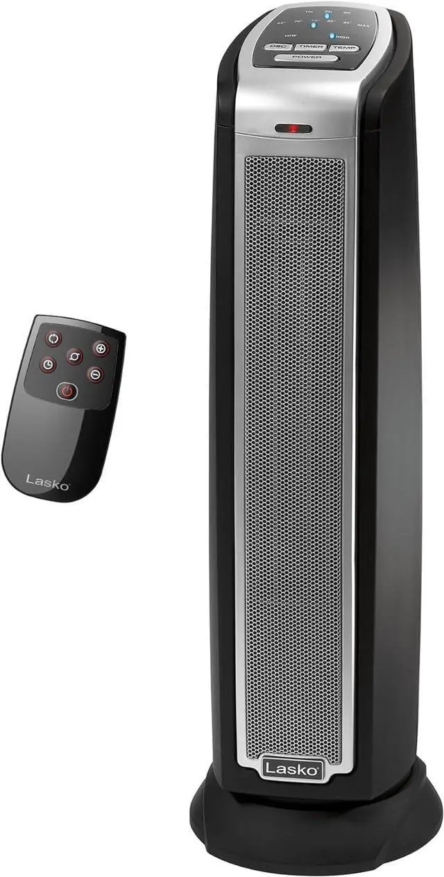 Main image of LASKO 5790 Black 1500W Electric Oscillating Ceramic Tower Space Heater with Remote