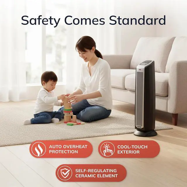 Alt view image 6 of 11 - LASKO 5790 Black 1500W Electric Oscillating Ceramic Tower Space Heater with Remote