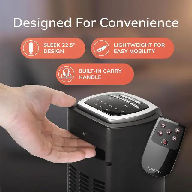 Alt view image 8 of 11 - LASKO 5790 Black 1500W Electric Oscillating Ceramic Tower Space Heater with Remote