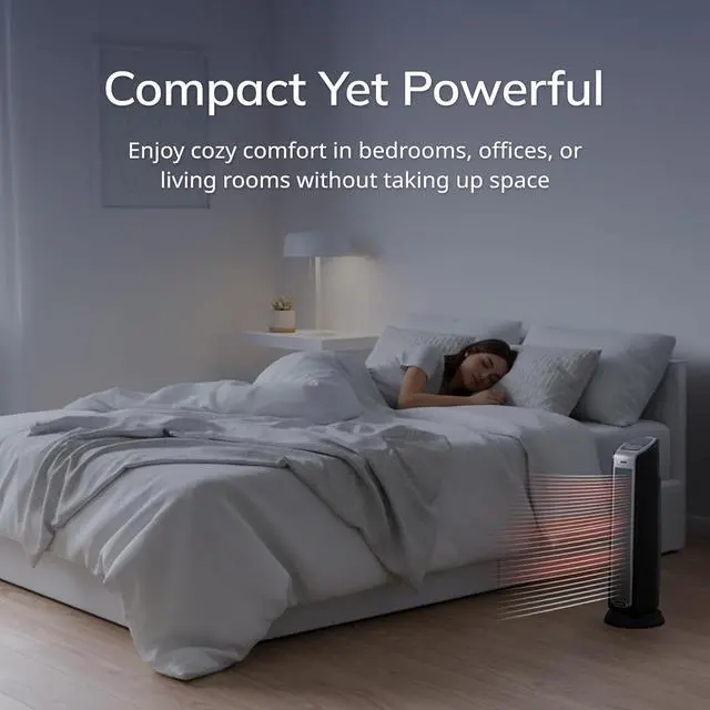 Alt view image 9 of 11 - LASKO 5790 Black 1500W Electric Oscillating Ceramic Tower Space Heater with Remote