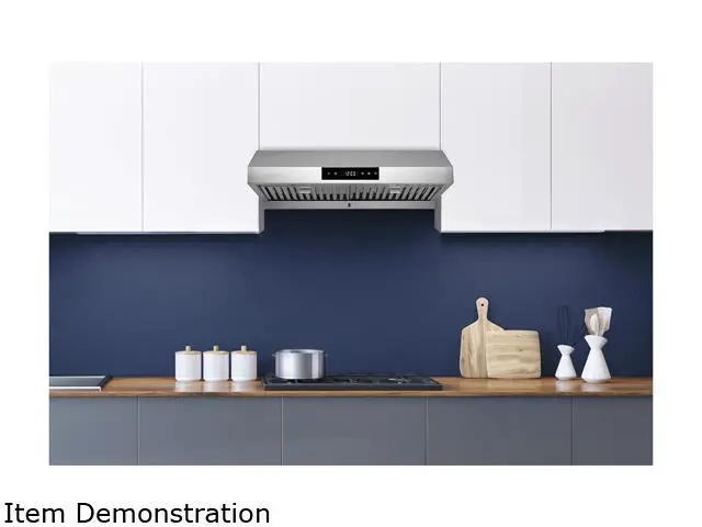 Alt view image 7 of 7 - Hauslane Chef Series 30" Under Cabinet Range Hood PS18, Stainless Steel |  Contemporary Modern Design w/860 CFM, Touch Screen w/Digital Clock, Dishwasher Safe Baffle Filters, LED Lamps, 3-Way Venting