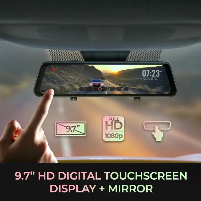 Alt view image 7 of 8 - GekoGear Orbit D100 2 Channel Rearview Mirror Dashcam | 1080P Camera