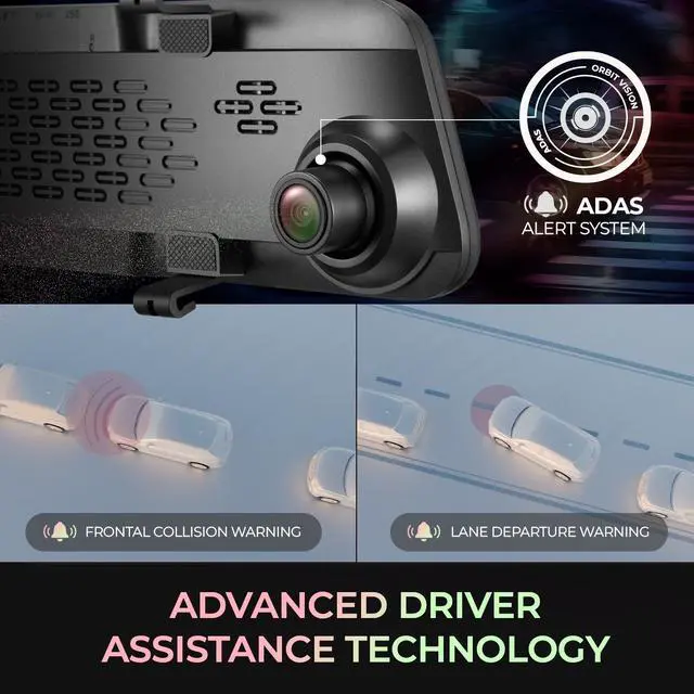 Alt view image 8 of 8 - GekoGear Orbit D100 2 Channel Rearview Mirror Dashcam | 1080P Camera