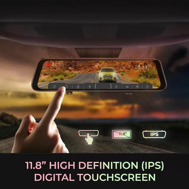 Alt view image 7 of 8 - GekoGear Orbit D400 4K Rearview Mirror Dash Cam with 1080P Backup Cam