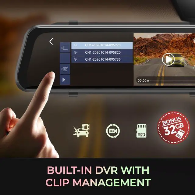 Alt view image 8 of 8 - GekoGear Orbit D400 4K Rearview Mirror Dash Cam with 1080P Backup Cam