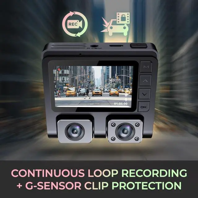 Alt view image 5 of 8 - GekoGear Orbit D110 Front/In-Cabin Dashcam with Display | 1920x1080P Full HD Camera