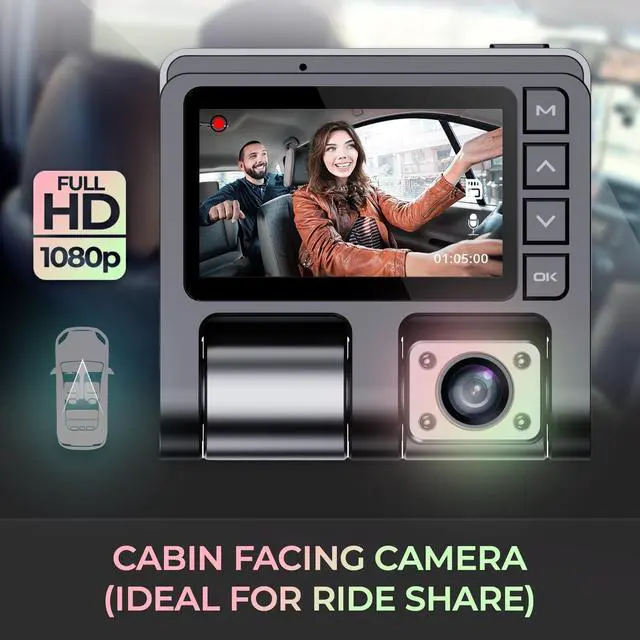 Alt view image 7 of 8 - GekoGear Orbit D110 Front/In-Cabin Dashcam with Display | 1920x1080P Full HD Camera