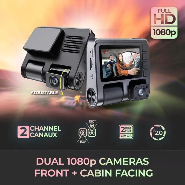 Alt view image 8 of 8 - GekoGear Orbit D110 Front/In-Cabin Dashcam with Display | 1920x1080P Full HD Camera