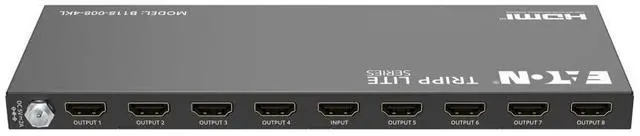 Main image of Eaton Tripp Lite series 8-Port HDMI Splitter - 4K 60 Hz, HDR10, Multi-Resolution Output, Push-Button EDID Control (B118-008-4KL)
