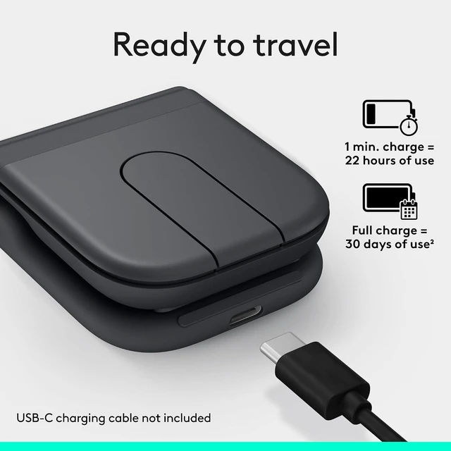 Alt view image 11 of 12 - Logitech Mobi Fold - Ultra-Portable Travel Mouse - Small and Light - Touch Scroll - Quiet Clicks - 4K DPI - Bluetooth - Graphite - 910-007601