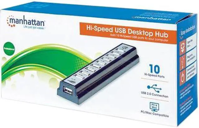 Alt view image 4 of 4 - HI-SPEED USB 2.0 DESKTOP HUB W/AC, 10 PORTS