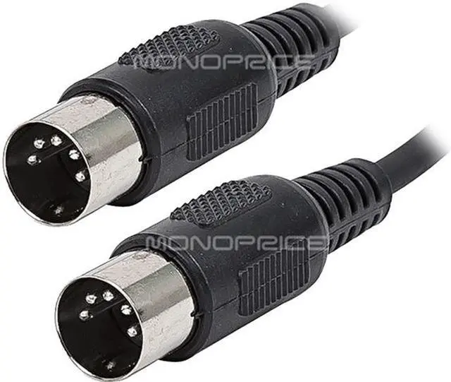 Main image of Monoprice MIDI Cable - 15 Feet - Black | With Keyed 5-pin DIN Connector, Molded Connector Shells
