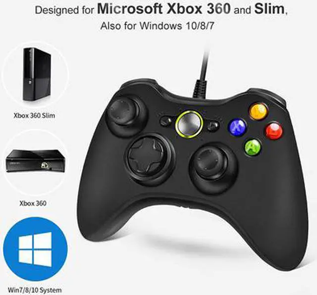 Alt view image 4 of 5 - CORN USB Gamepad for Xbox 360 Wired Gaming Controller, Joypad with Shoulders Buttons, for Microsoft Xbox360/Xbox 360 Slim/PC Windows 7 8 10 Game (Not Official Controller)