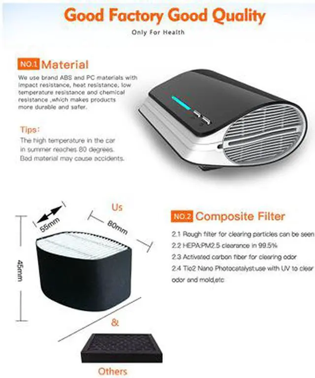 Alt view image 4 of 6 - Smart Air Purifier, Car Home Ozone Purifier UVC Ultraviolet Lamp Sterilization PM2.5