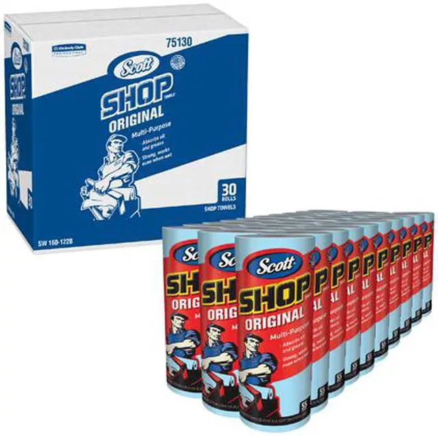 Alt view image 4 of 4 - Scott Shop Towels Roll 10 2/5 x 11 Blue 55/Roll 30 Rolls/Carton 75130