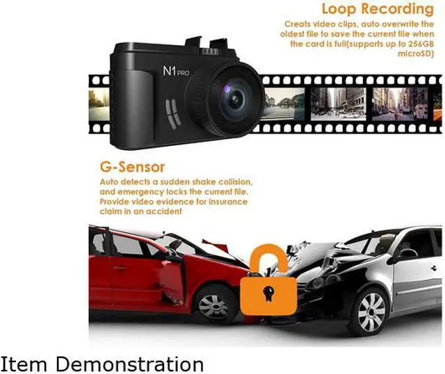 Alt view image 5 of 7 - Vantrue N1 Pro-G Mini Dash Cam Full HD 1920x1080P Car Dash Camera 1.5 inch 160 Degree DashCam with Sony Night Vision Sensor, 24 Hours Parking Mode, Motion Sensor, Collision Detection, Support 256GB TF