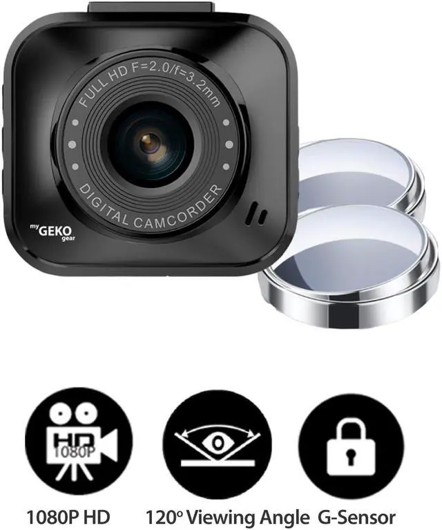 Alt view image 2 of 5 - GeckoGear Orbit 122 Dash Cam w/ Blindspot Mirrors Included | 1080P HD Camera
