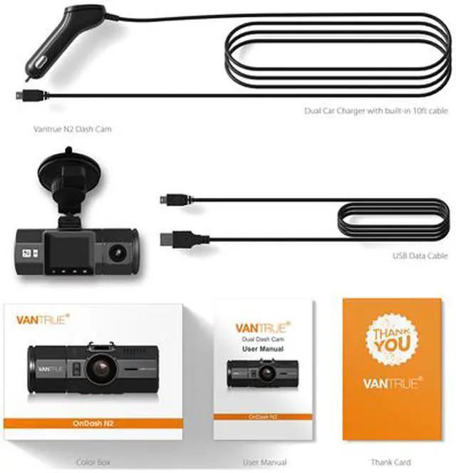 Alt view image 7 of 7 - (New) Vantrue N2 Uber Dual Dash Cam-1080P Inside and Outside Dash Camera for Cars 1.5" Near 360° Wide Angle Lyft Dashboard Cam w/ Parking Mode, Motion Detection, Front Camera Night Vision